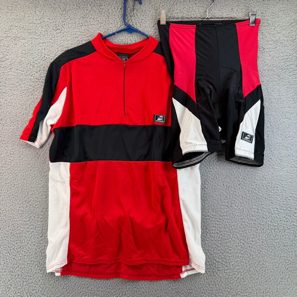 Performance Bicycle Cycling Jersey & Padded Shorts Kit Set Red Black White Men L